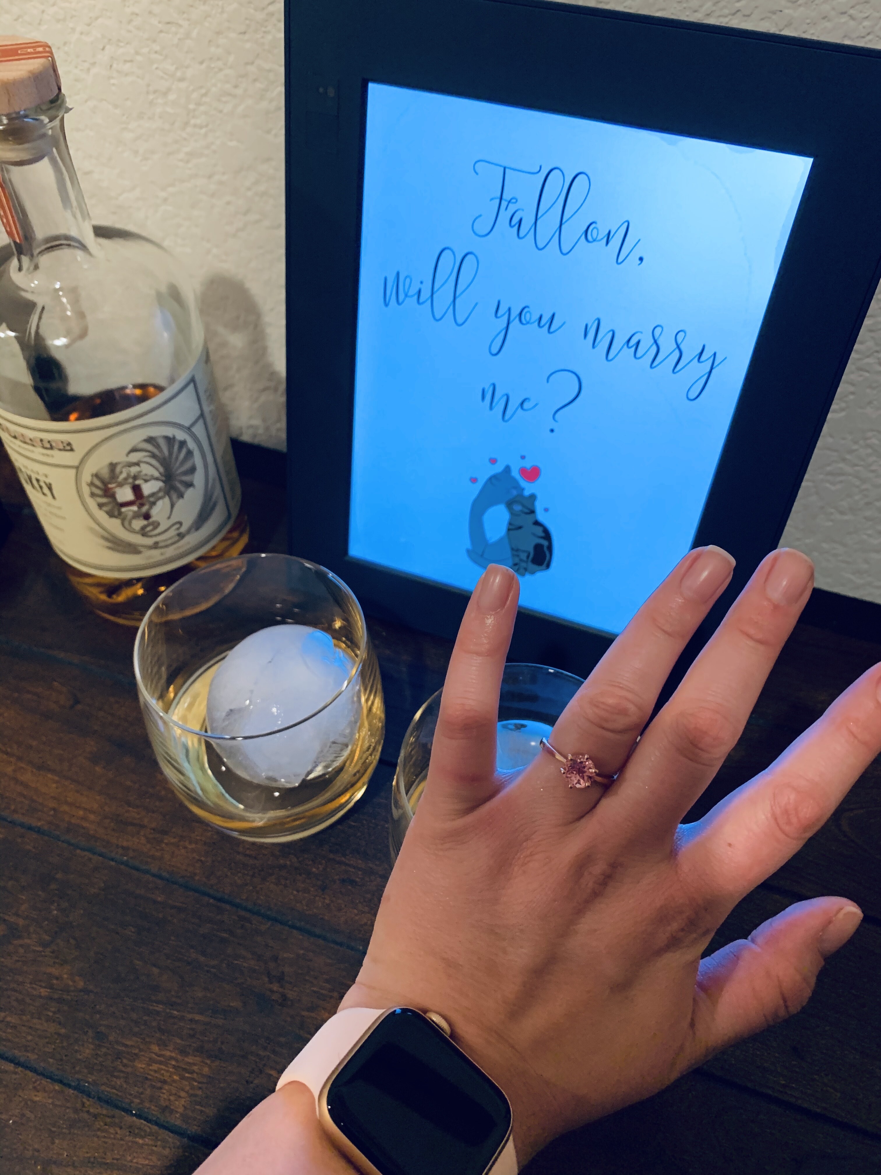 Marriage proposal via Aura Frame
